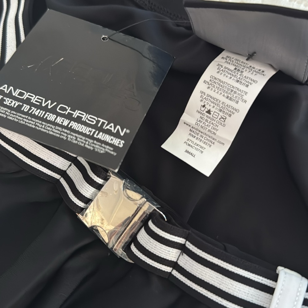 Andrew Christian Belt Bikini Small Black White NWT 79 - Picture 9 of 9